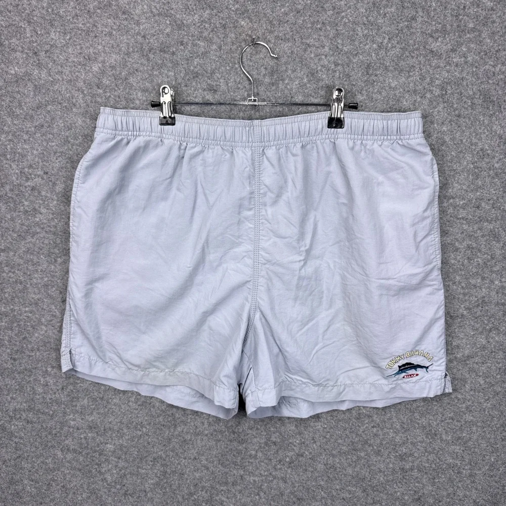 Tommy Bahama Relax Mens Swim Trunks Light Blue Gray Mesh Lined Marlin Logo L‎